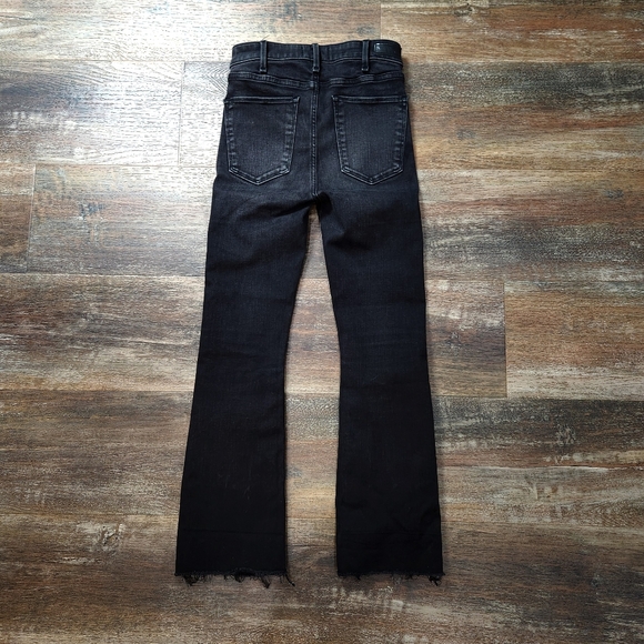 ABERCROMBIE & FITCH SIMONE HIGH RISE ANKLE FLARE BLACK JEANS RAW EDGE SIZE 24 - Picture 6 of 6
